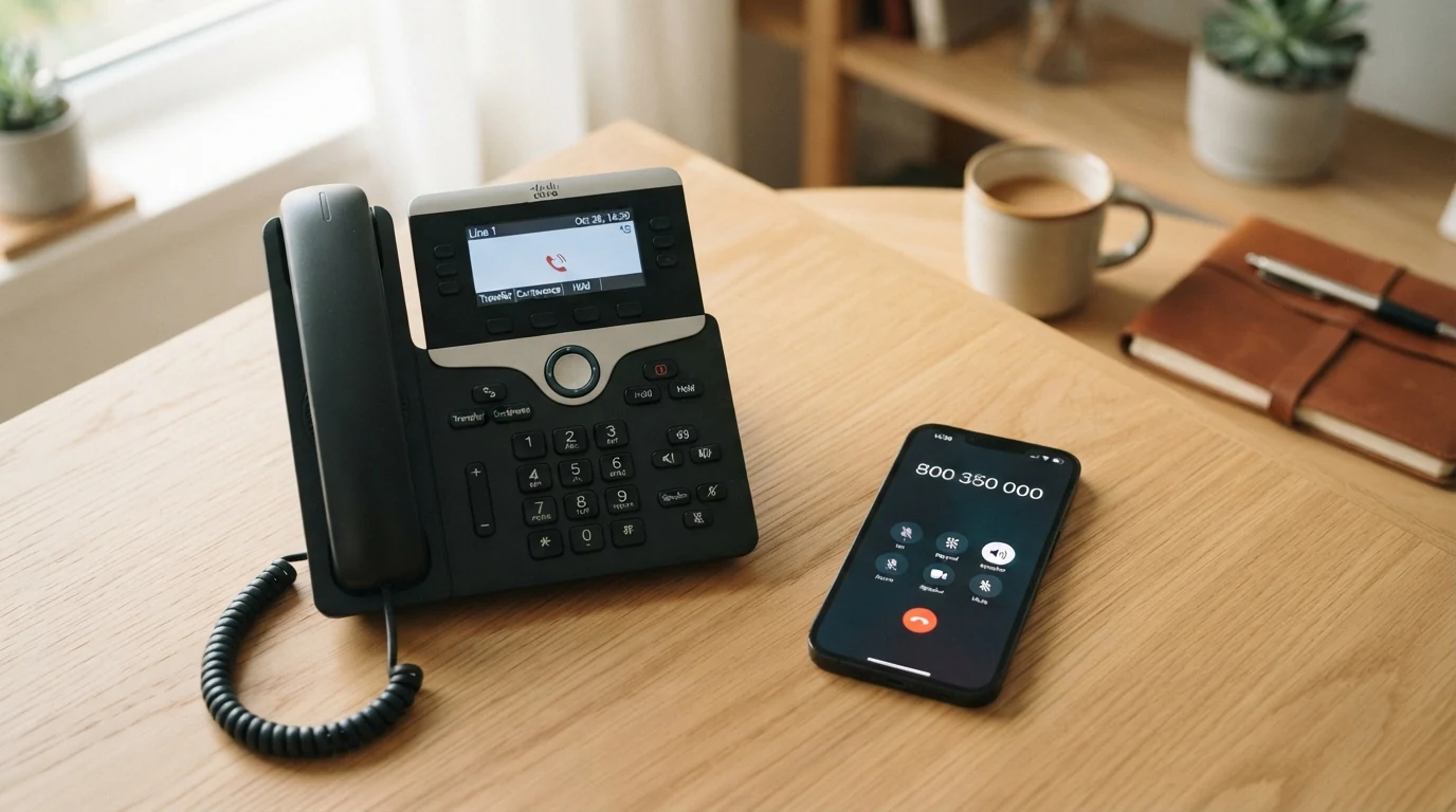 Telefonní sluchátko vedle displeje s číslem Národní linky pomoci 800 350 000