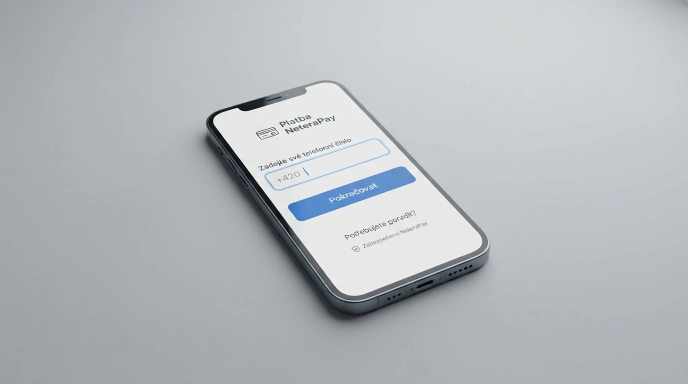 Platební brána NeteraPay s formulářem pro zadání telefonního čísla