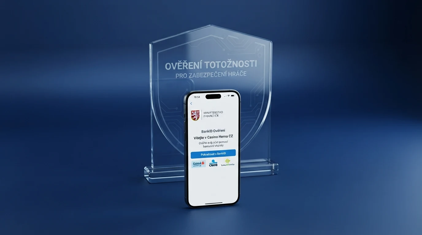 Rozhraní mobilní aplikace s výzvou k ověření totožnosti přes BankID, vedle symbol Ministerstva financí ČR