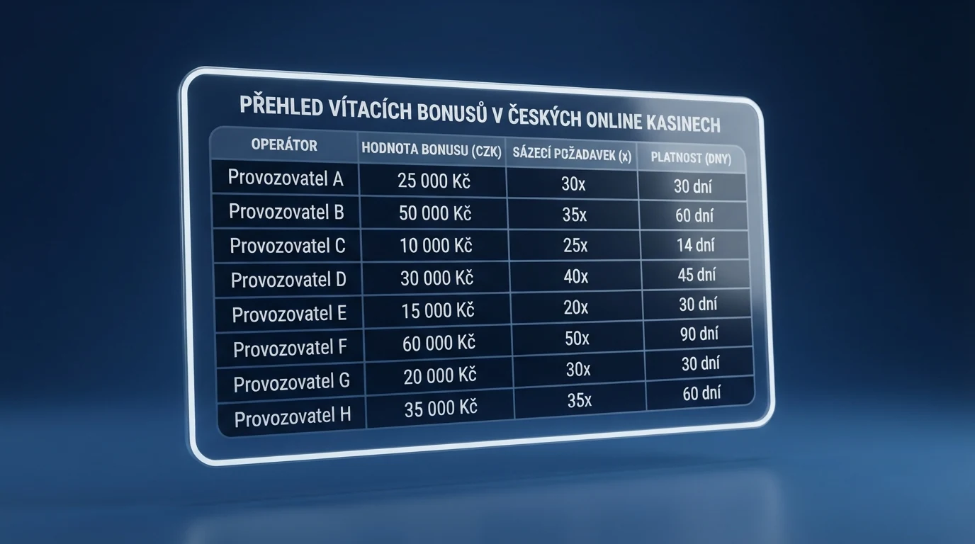 Srovnání uvítacích bonusů deseti licencovaných online kasin na českém trhu — free spiny, vkladové bonusy, protočení