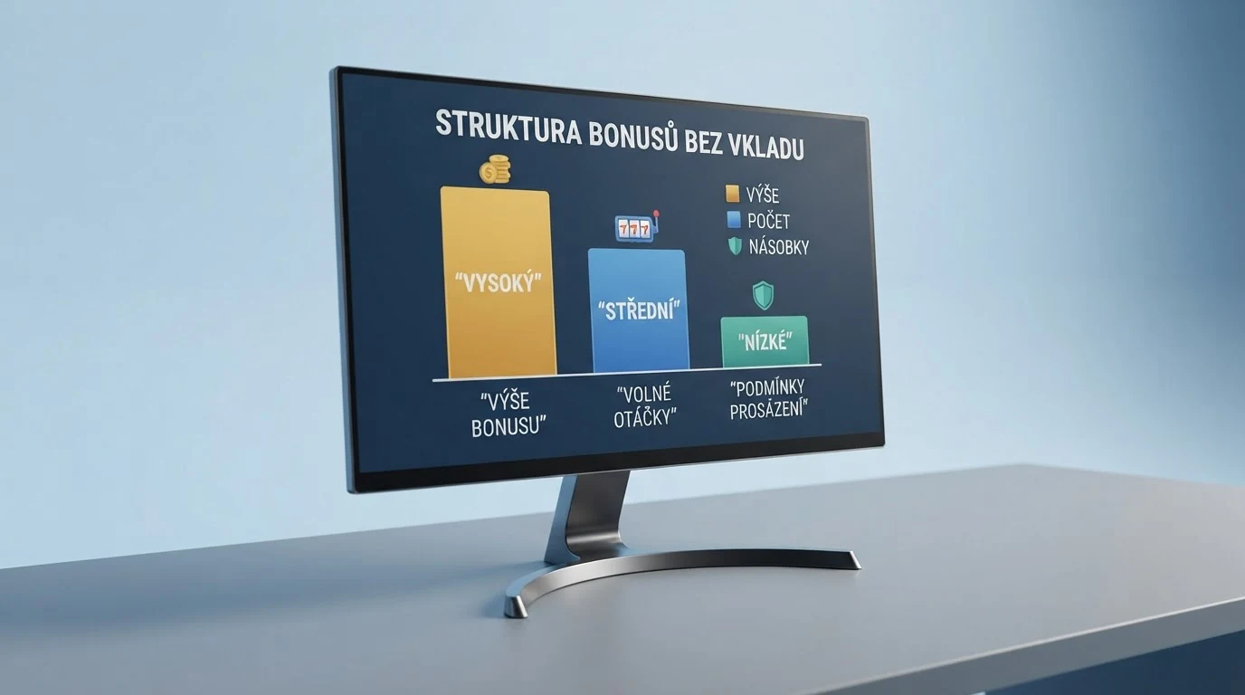 Srovnávací tabulka na monitoru s logy Tipsport, Sazka, Betano, Fortuna a SynotTip seřazenými podle výše bonusu bez vkladu
