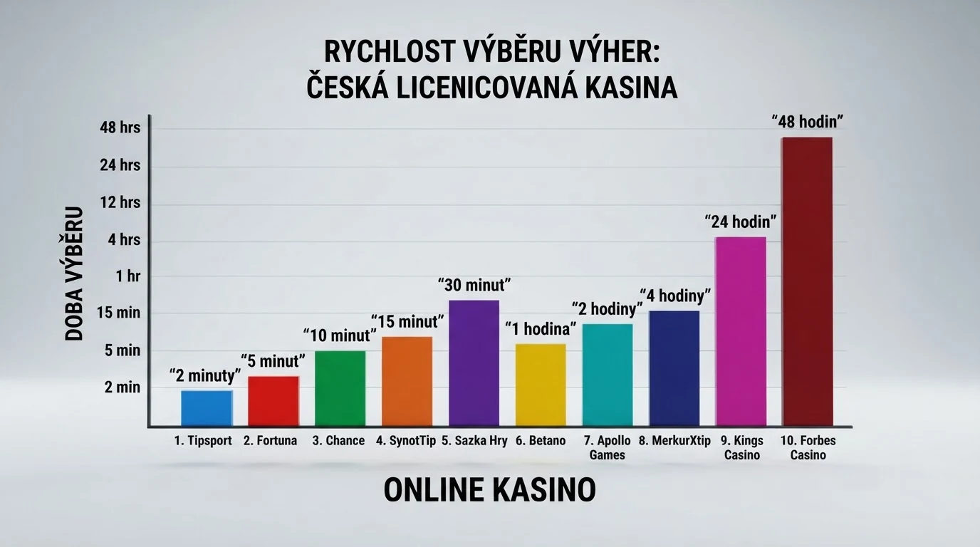 Srovnávací tabulka doby výplaty deseti českých licencovaných casin